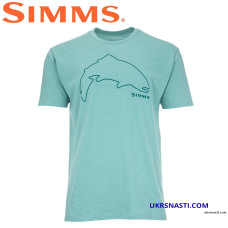 Футболка Simms Trout Outline T-Shirt Oil Blue Heather размер S